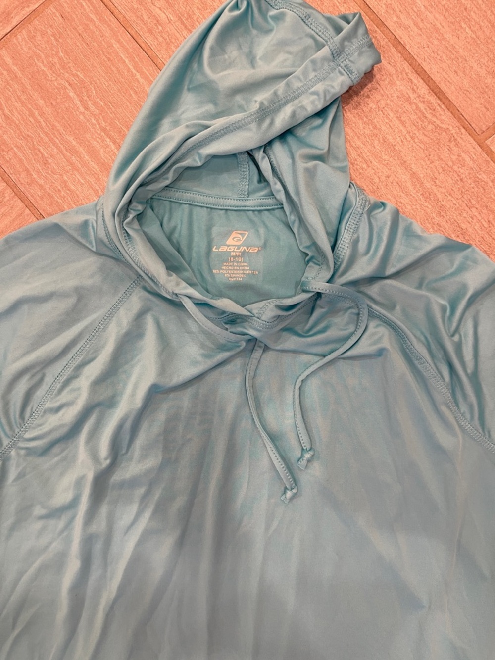 Women’s Light Teal Hooded Swim Cover-Up - Picture 2 of 3